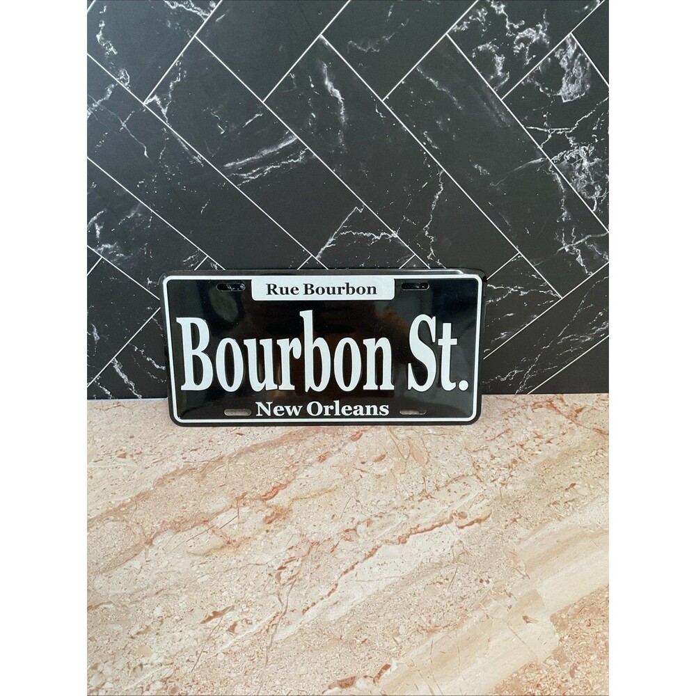 BOURBON Street Car Tag METAL SIGN License Plate New Orleans Rue Bourbon